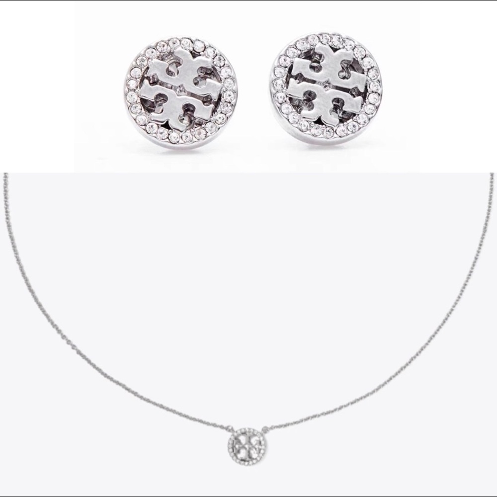 Tory Burch Silver Earrings and Necklace Set